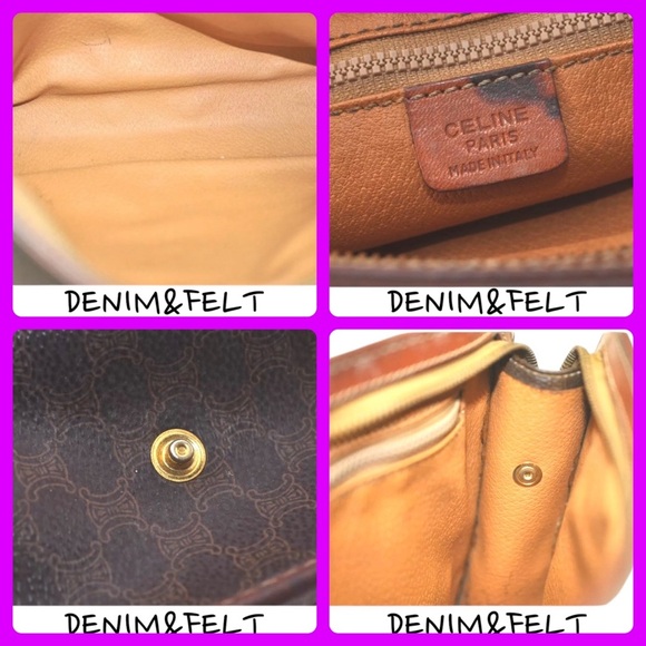 CELINE Brown Macadam Blason Pattern PVC/Leather Hand Bag/Clutch/Cosmetic Bag 🤎 - Picture 14 of 16